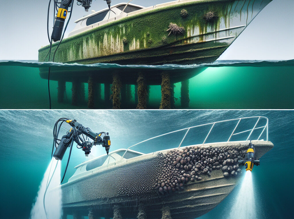 Laser cleaning: A solution for removing algae and barnacles from boat hulls.